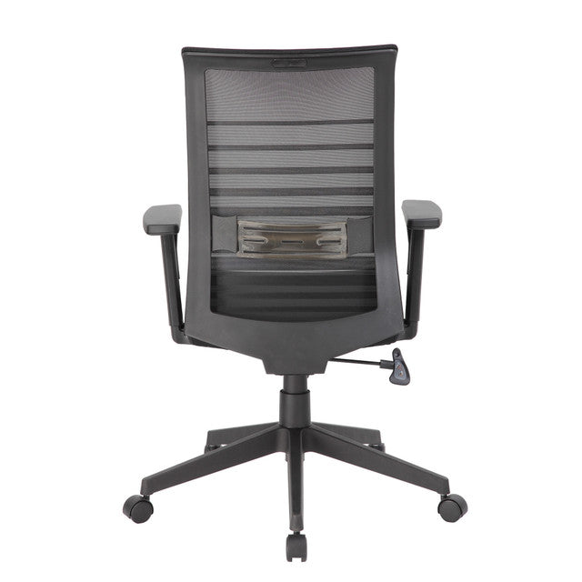 OfficeSource Interchangeable Mesh High Back Task Chair with Black Base - Black Mesh Back with Black Fabric Seat