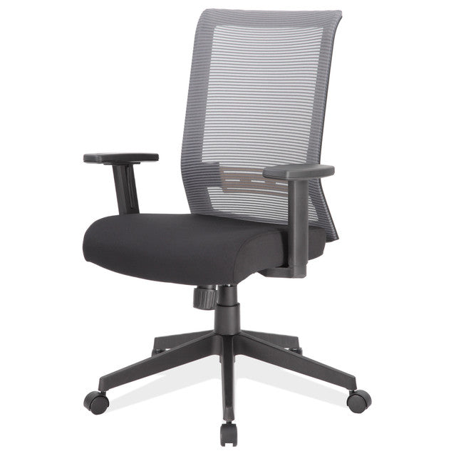 OfficeSource Interchangeable Mesh High Back Task Chair with Black Base - Gray Mesh Back with Black Fabric Seat