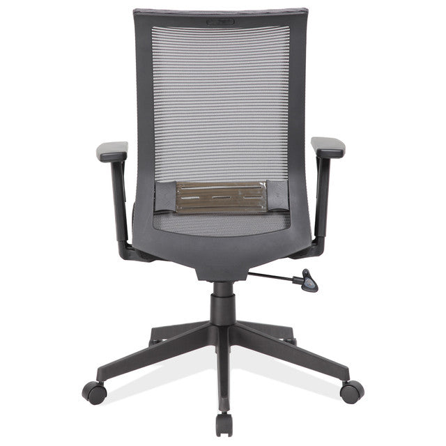 OfficeSource Interchangeable Mesh High Back Task Chair with Black Base - Gray Mesh Back with Black Fabric Seat