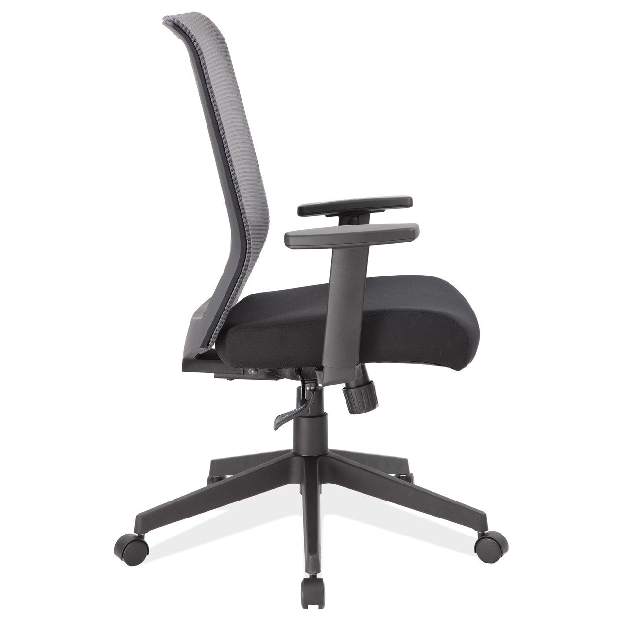 OfficeSource Interchangeable Mesh High Back Task Chair with Black Base - Gray Mesh Back with Black Fabric Seat