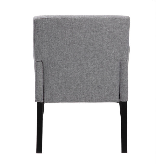 OfficeSource  Retro Style Guest Chair with Wood Legs - Gray Linen with Black