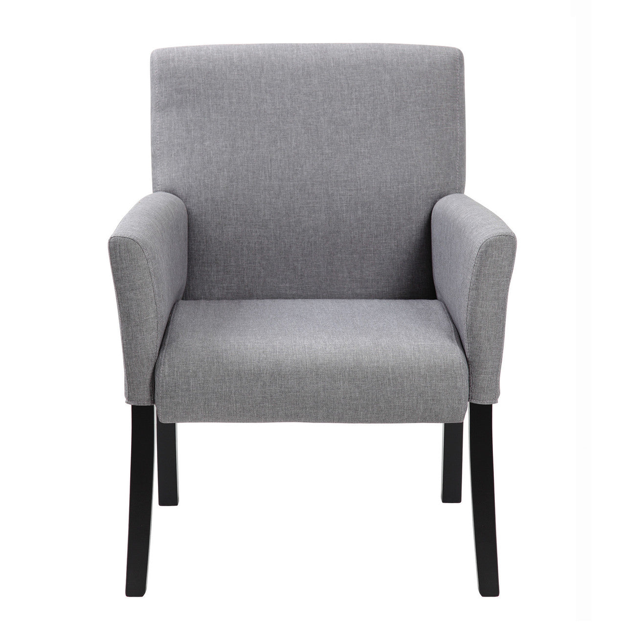 OfficeSource  Retro Style Guest Chair with Wood Legs - Gray Linen with Black