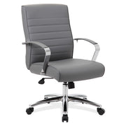 OfficeSource Studio Mid Back Chair with Chrome Frame - Gray PU Leather