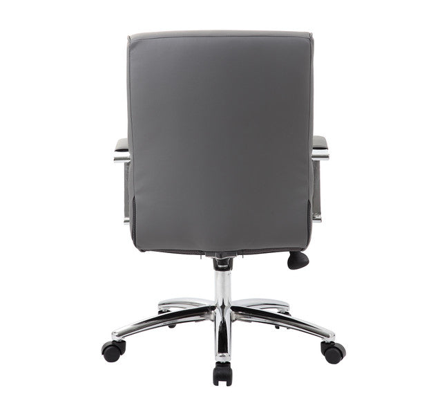 OfficeSource Studio Mid Back Chair with Chrome Frame - Gray PU Leather