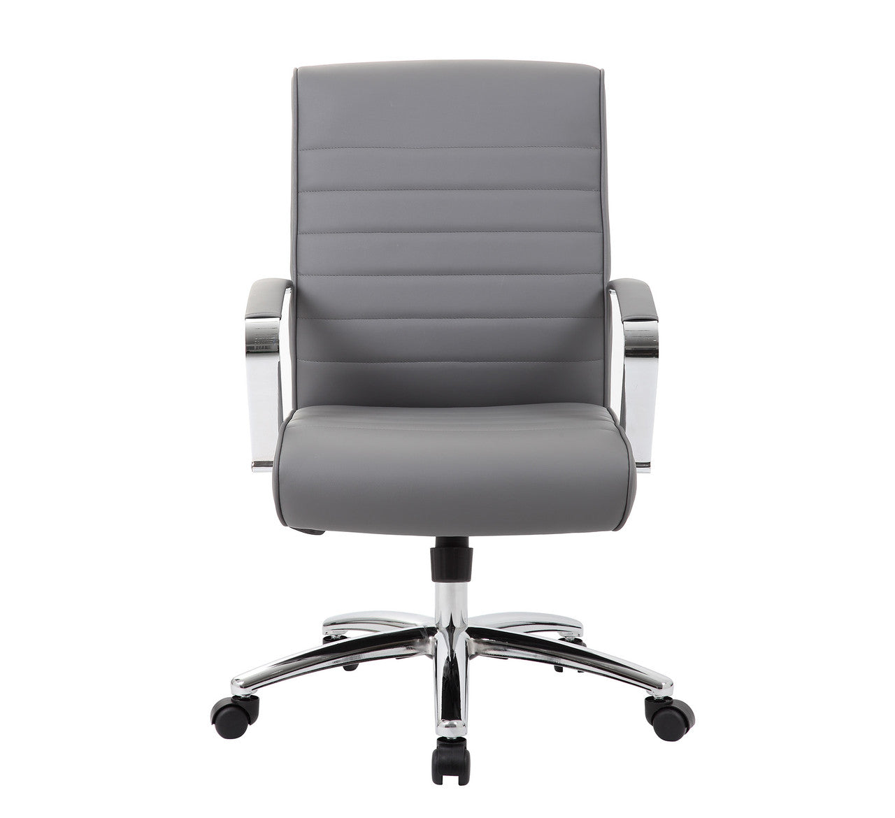 OfficeSource Studio Mid Back Chair with Chrome Frame - Gray PU Leather