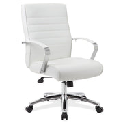 OfficeSource Studio Mid Back Chair with Chrome Frame - White PU Leather
