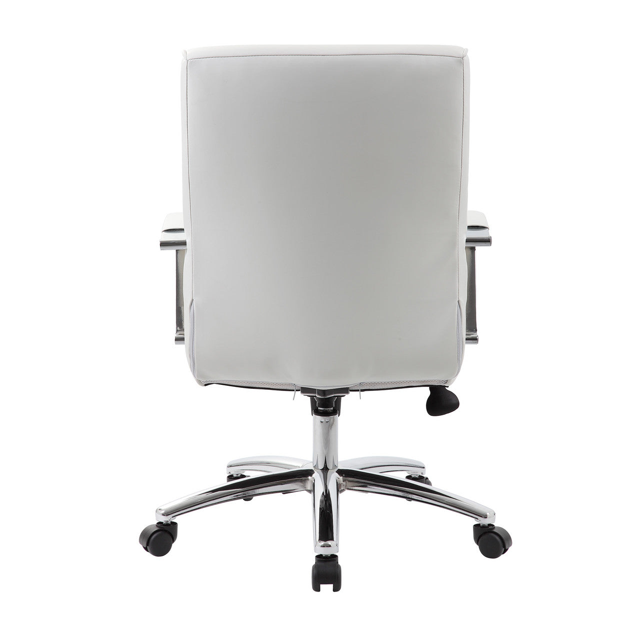 OfficeSource Studio Mid Back Chair with Chrome Frame - White PU Leather