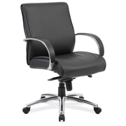 OfficeSource Prestige Executive Mid Back Chair w/Chrome Frame & Base - Black PU Leather