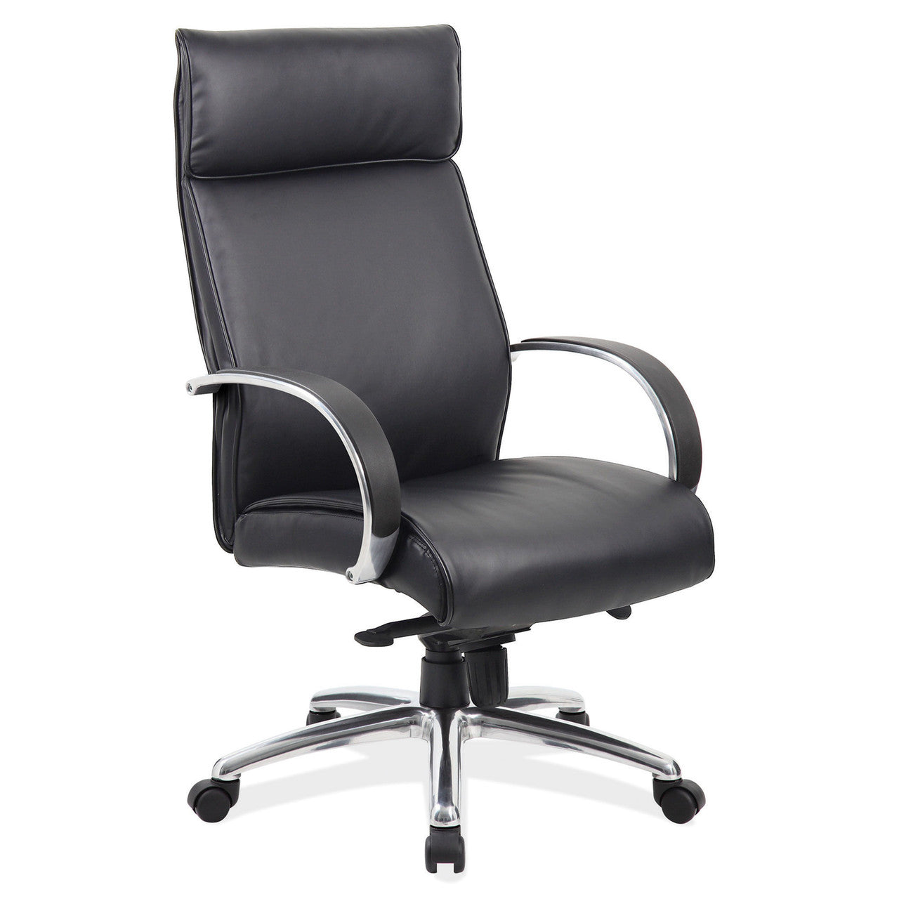 OfficeSource Prestige Executive High Back Chair w/Chrome Frame & Base - Black PU Leather