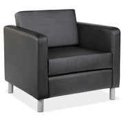 OfficeSource Define Club Chair with Silver Metal Legs - Black PU Leather