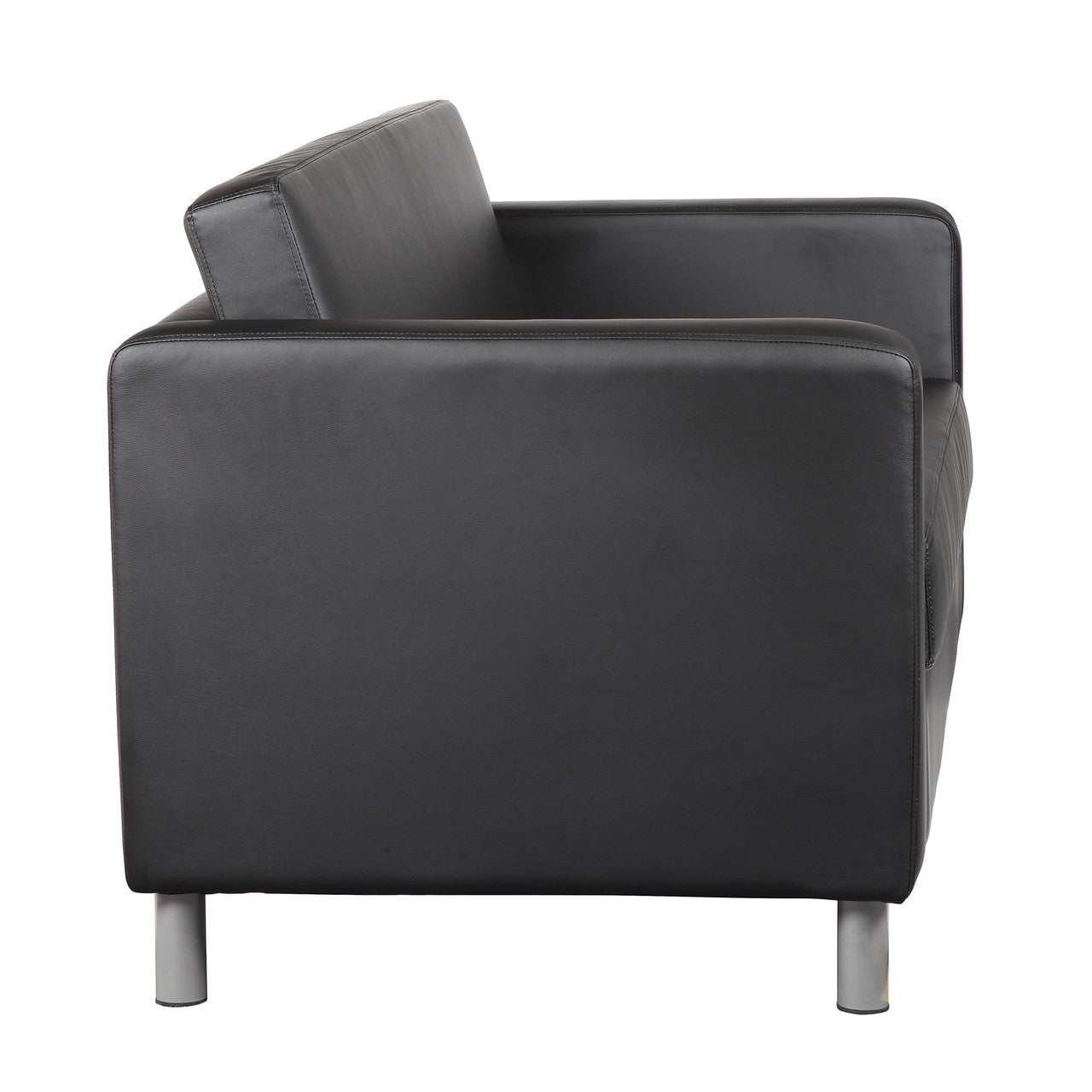 OfficeSource Define Club Chair with Silver Metal Legs - Black PU Leather