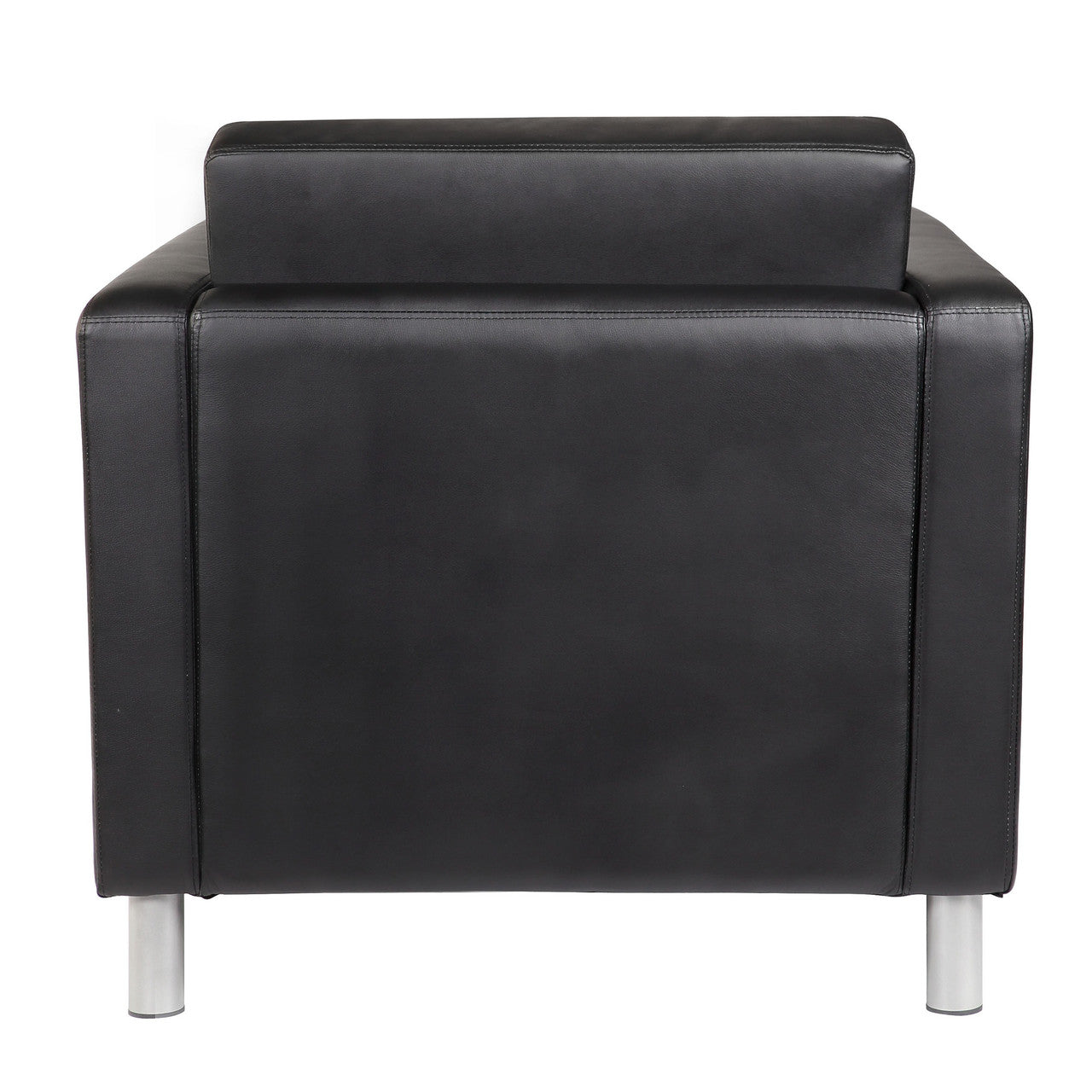 OfficeSource Define Club Chair with Silver Metal Legs - Black PU Leather
