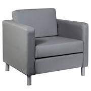 OfficeSource Define Club Chair with Silver Metal Legs - Gray PU Leather