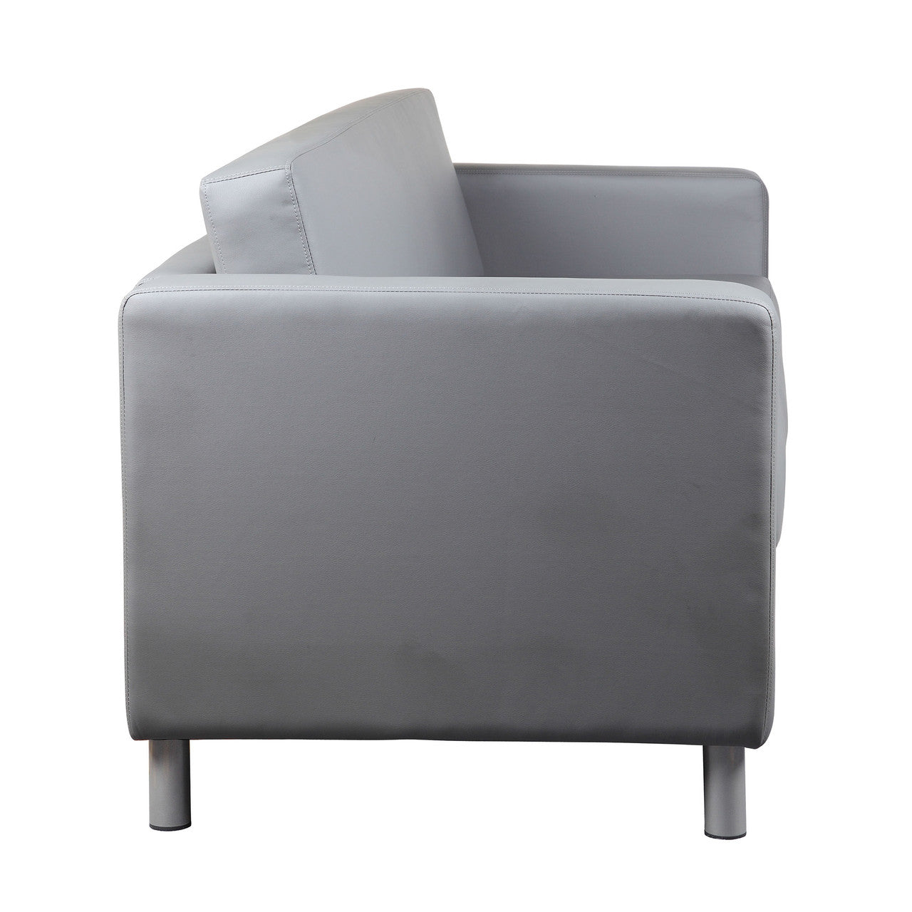 OfficeSource Define Club Chair with Silver Metal Legs - Gray PU Leather