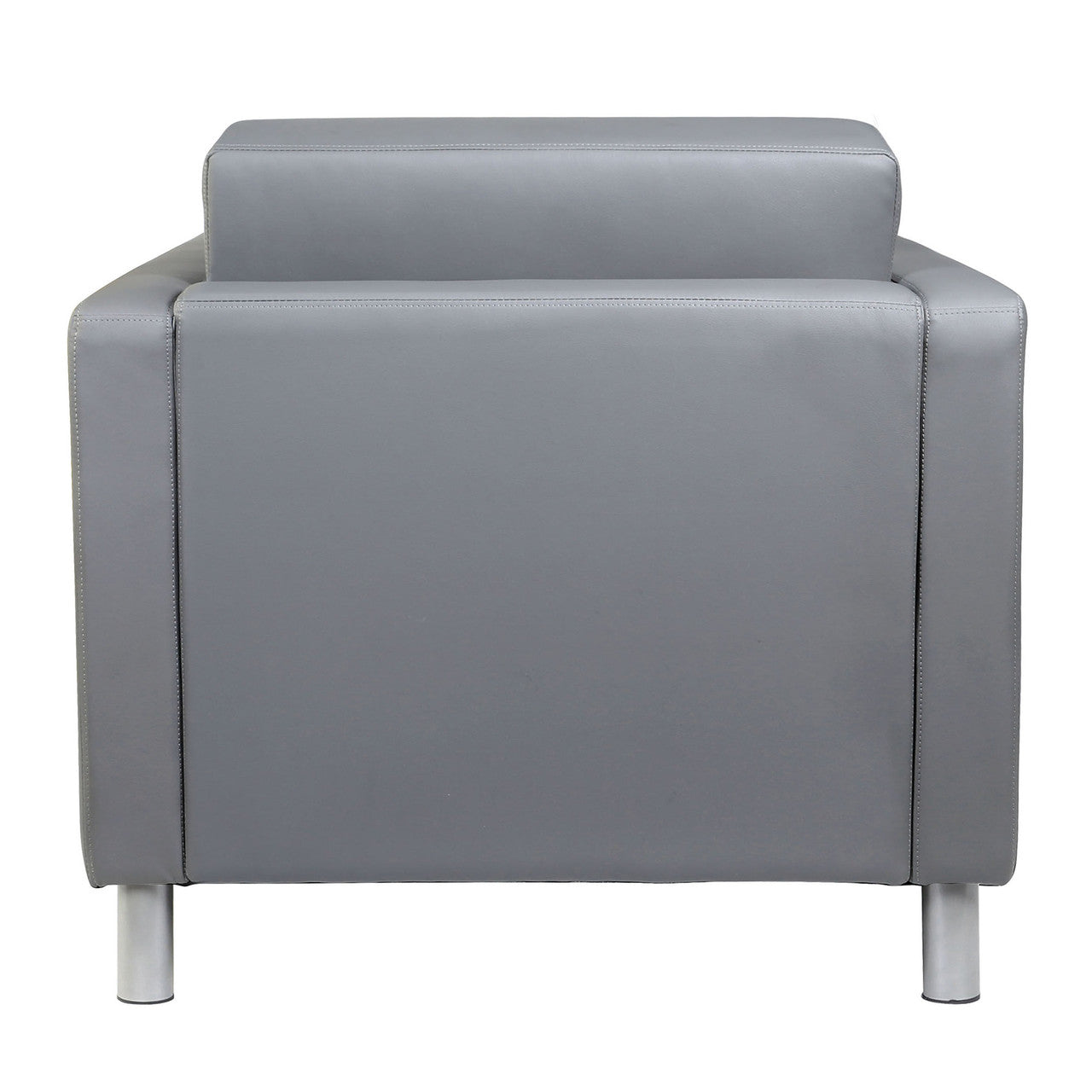 OfficeSource Define Club Chair with Silver Metal Legs - Gray PU Leather