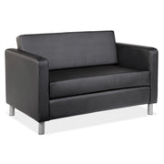 OfficeSource Define Loveseat with Silver Metal Legs - Black PU Leather