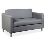 OfficeSource Define Loveseat with Silver Metal Legs - Gray PU Leather