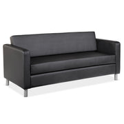 OfficeSource Define Sofa with Silver Metal Legs - Black PU Leather
