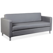 OfficeSource Define Sofa with Silver Metal Legs - Gray PU Leather