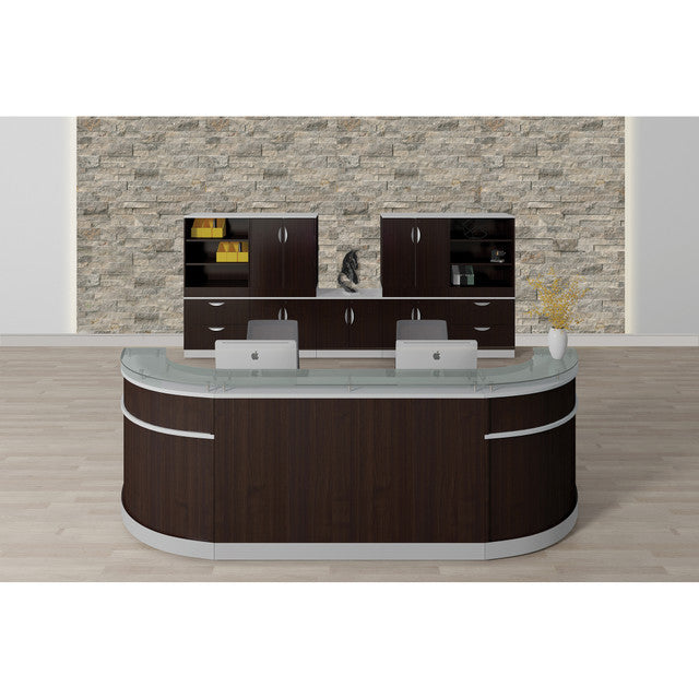 OfficeSource Cosmo Reception Typical - 111"W x 31.5''D x 41''H - Cordova Brown