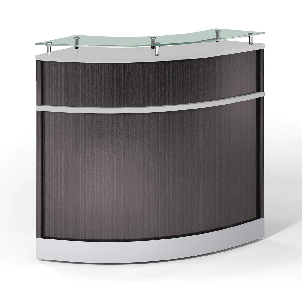 OfficeSource Cosmo Collection Curved Glass Top Reception Desk - 31.5"W x 31.5"D - Steely Gray