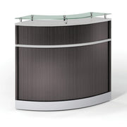 OfficeSource Cosmo Collection Curved Glass Top Reception Desk - 31.5"W x 31.5"D - Steely Gray