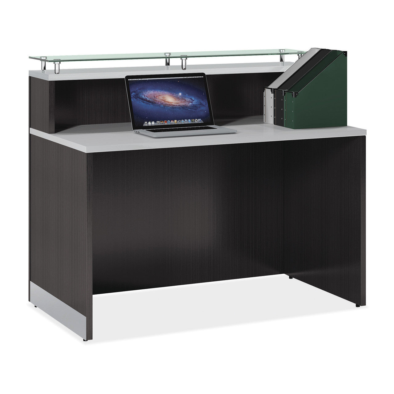 OfficeSource Cosmo Collection Glass Top Reception Desk - 48"W x 32"D - Gray