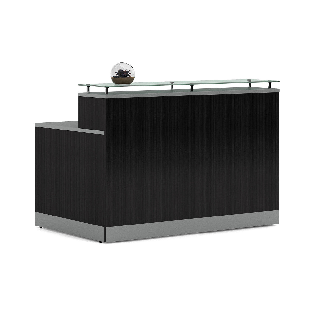 OfficeSource Cosmo Collection Glass Top Reception Desk - 63"W x 32"D - Cordova Brown