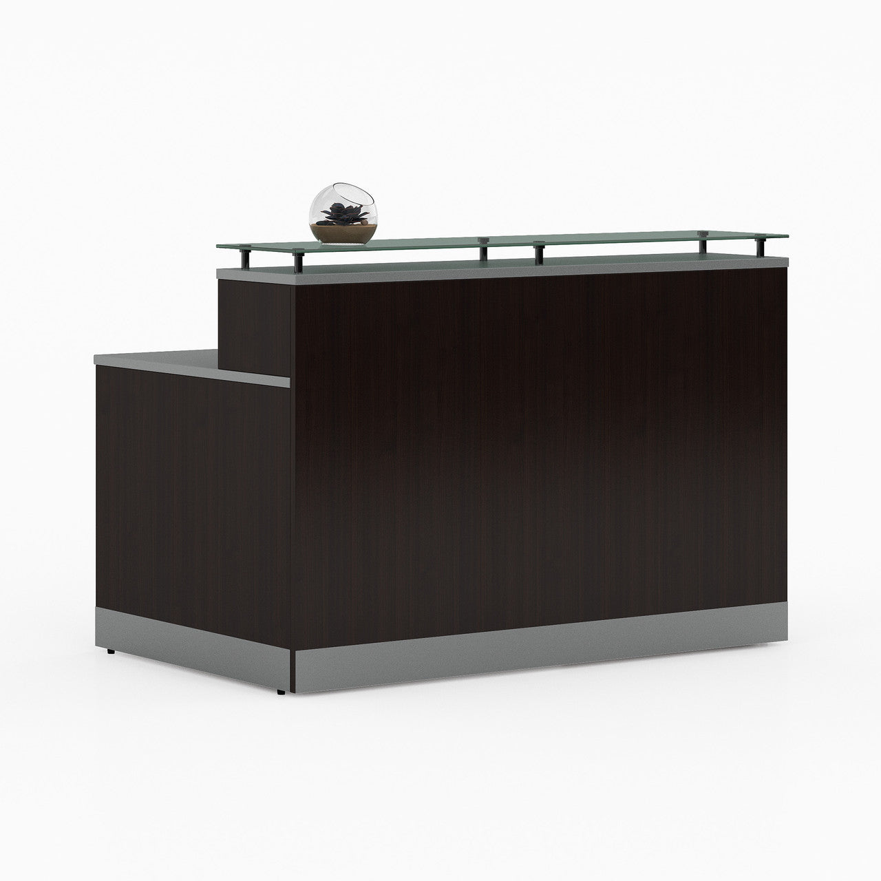 OfficeSource Cosmo Collection Glass Top Reception Desk - 63"W x 32"D - Steely Gray