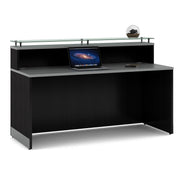 OfficeSource Cosmo Collection Glass Top Reception Desk - 63"W x 32"D - Cordova Brown