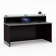 OfficeSource Cosmo Collection Glass Top Reception Desk - 63"W x 32"D - Steely Gray