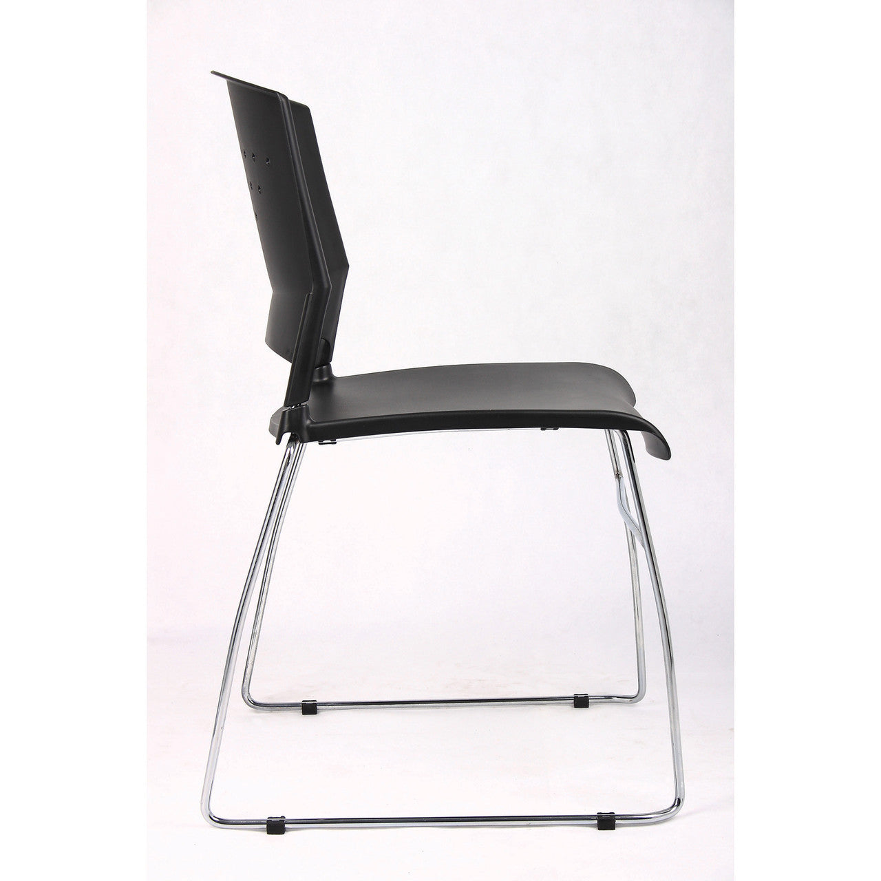 OfficeSource Tower Stackable Side Chair with Chrome Frame - Black
