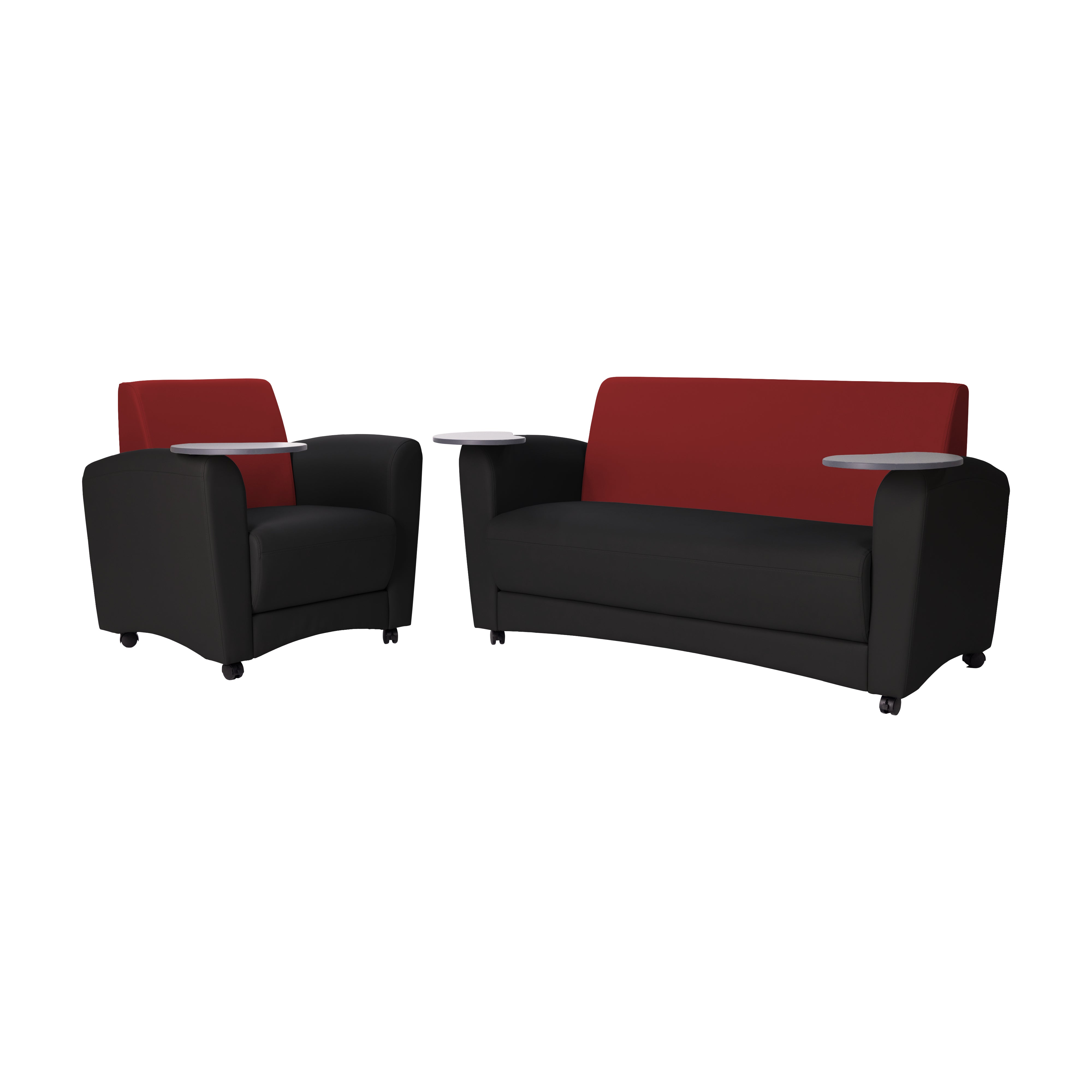Pro Series Upholstered Common Area Sofa with Tablet - Black/Crimson/Cosmic Strandz