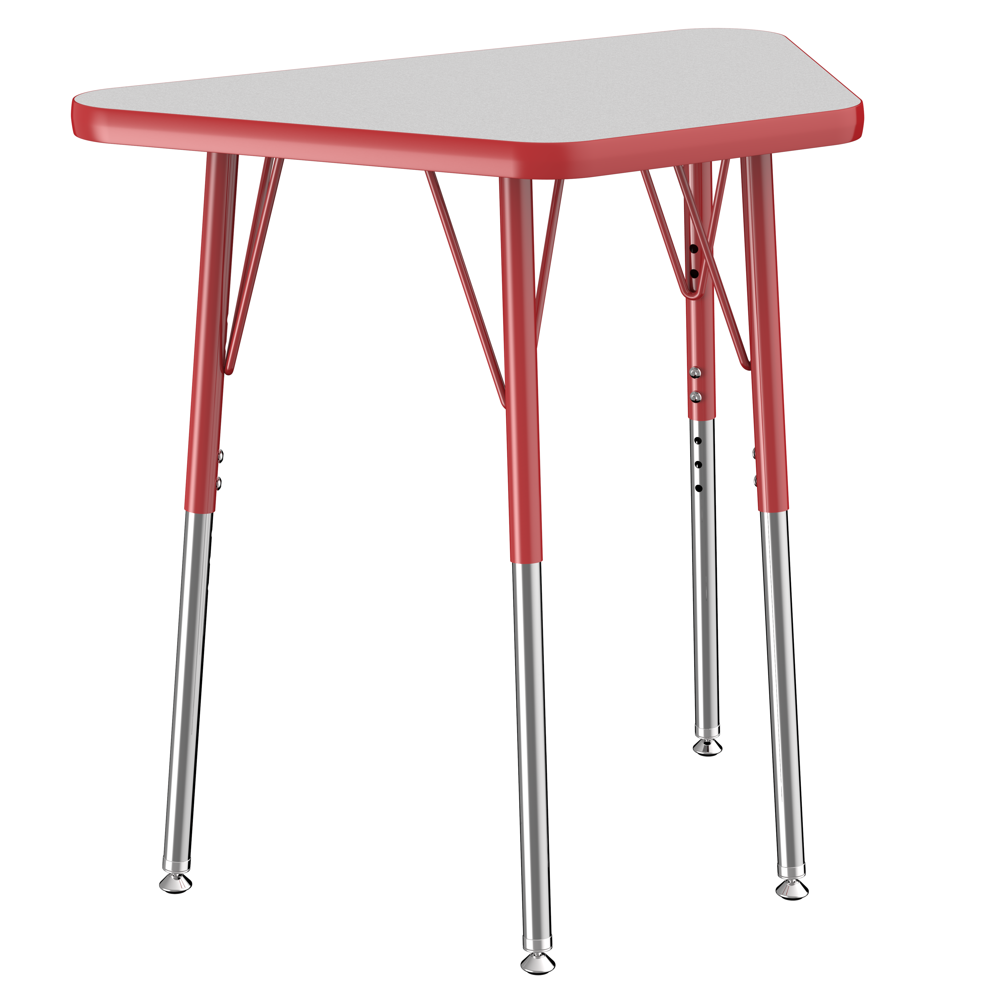 18" x 30" Trapezoid T-Molding Activity Table with Adjustable Standard Swivel Glide Legs - Gray/Red