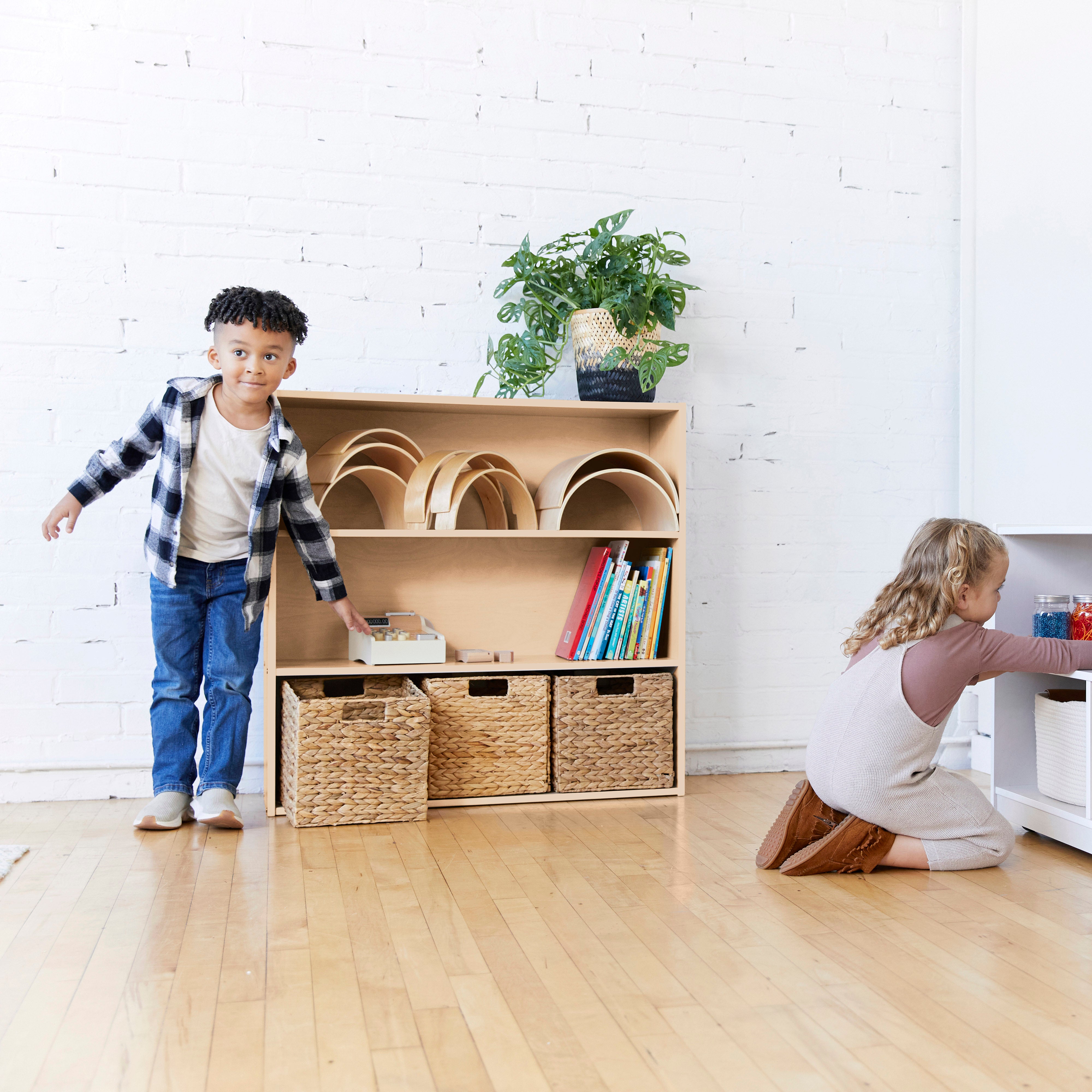 Streamline 3-Shelf Storage Cabinet with Back 36in H - Natural