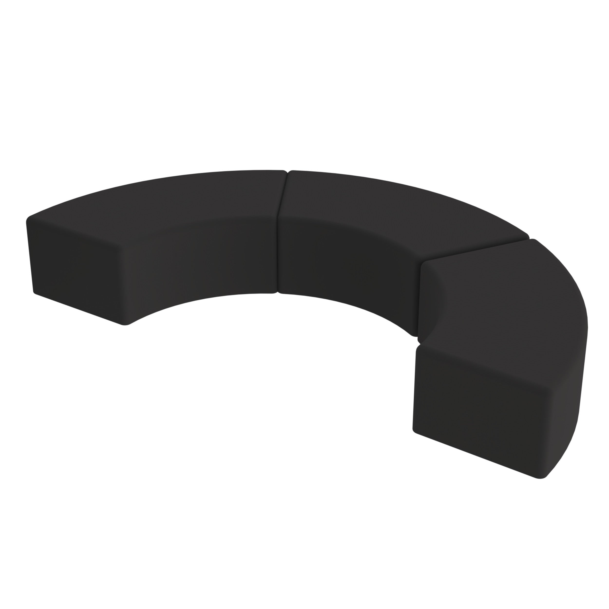 Pro Series Upholstered S Curve Ottoman 12" Height, 3-Piece - Black