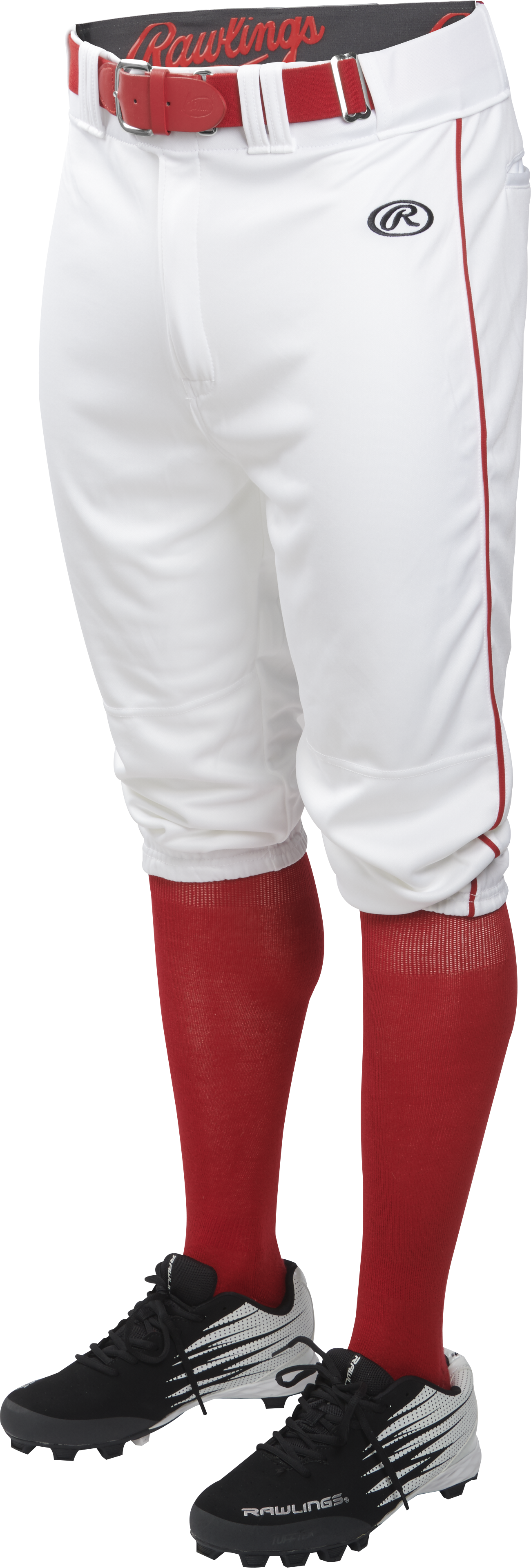Rawlings Adult Launch Piped Knicker Pant - Small - White/Scarlet