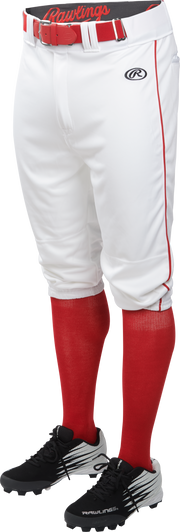 Rawlings Adult Launch Piped Knicker Pant - Small - White/Scarlet