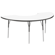 36" x 72" Half Moon Dry-Erase Activity Table with Adjustable Standard Swivel Glide Legs - Whiteboard/Black