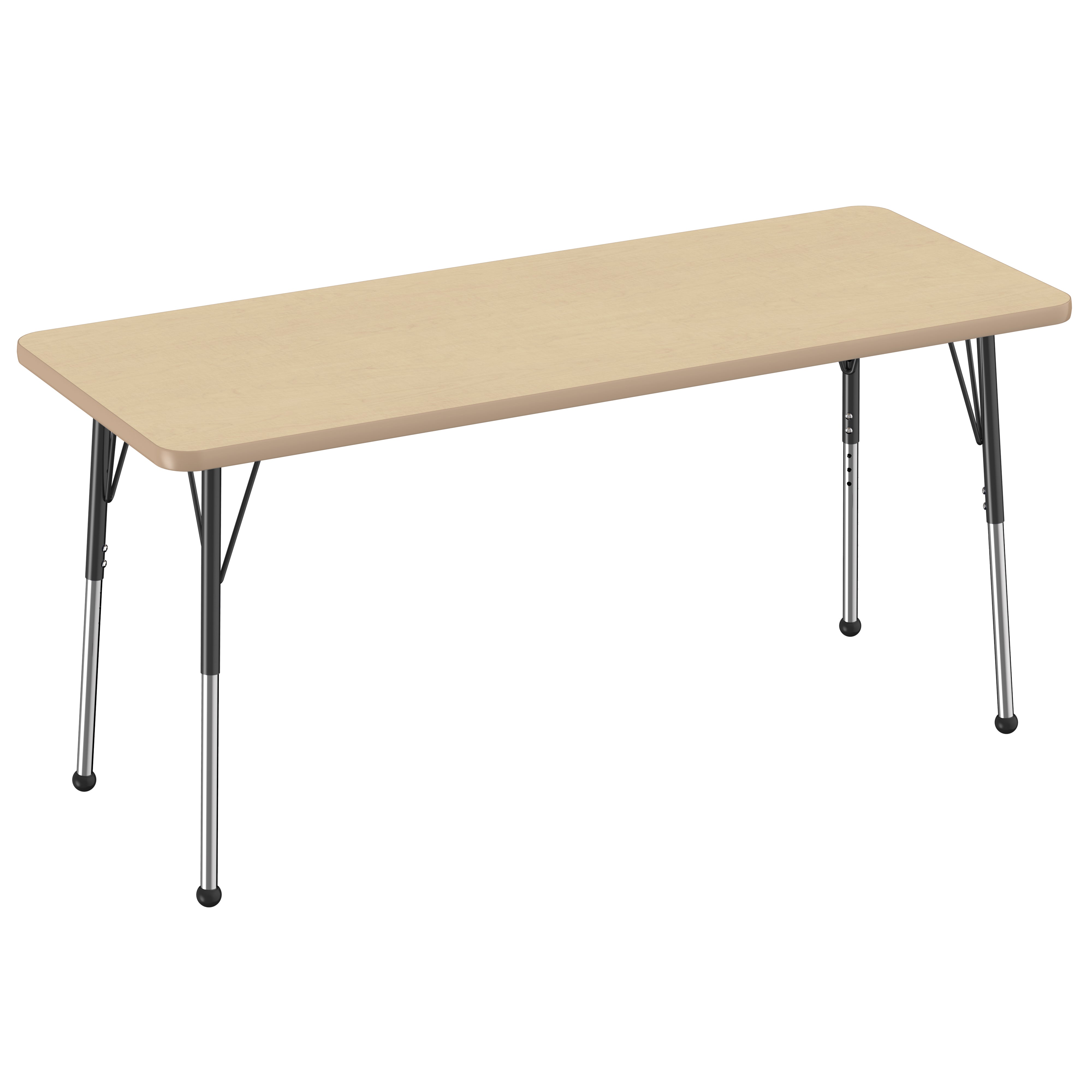 24" x 60" Rectangle Thermofused Activity Table with Adjustable Standard Ball Glide Legs - Maple/Maple/Black
