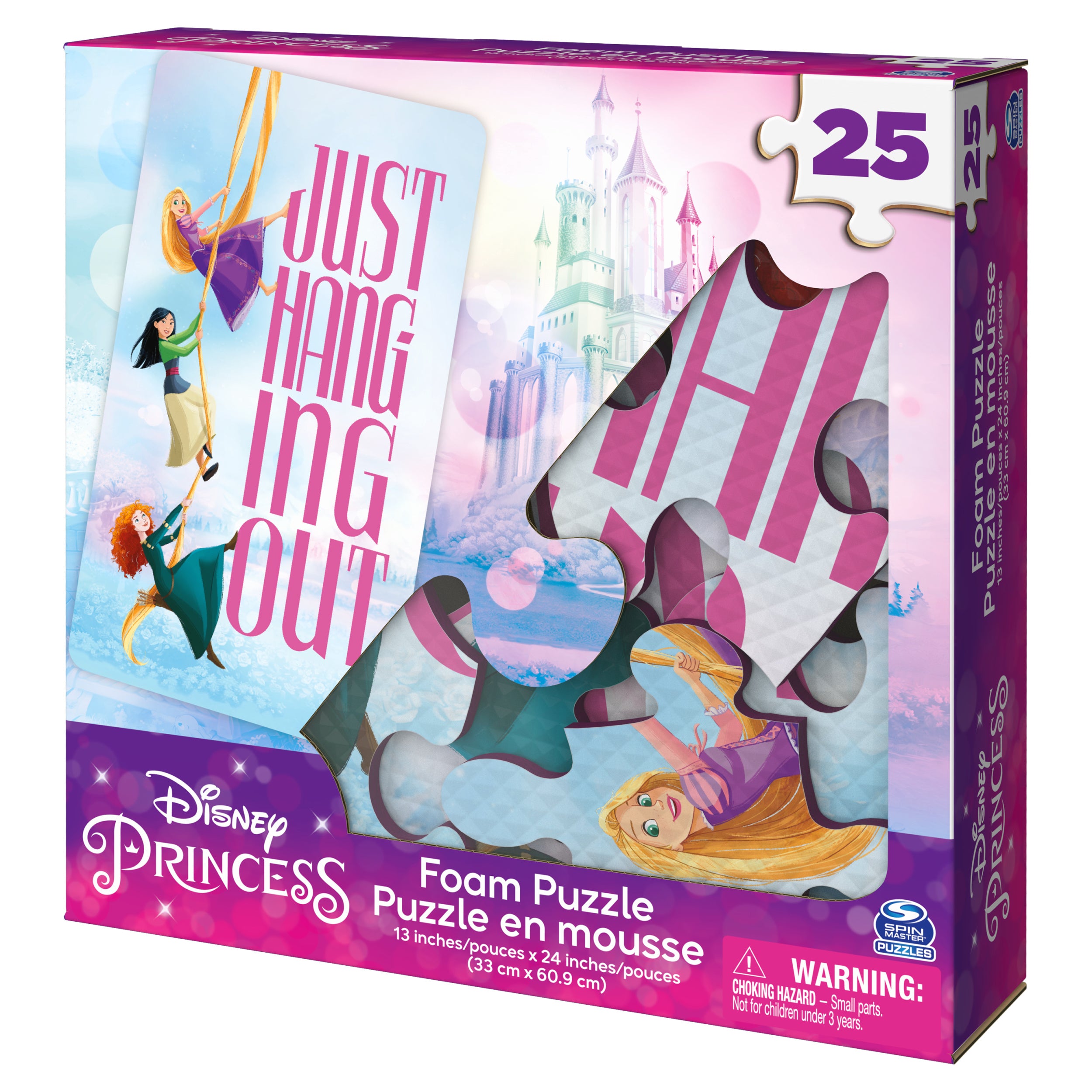 Spin Master Games, Disney Princess Puzzles, 25 Pieces, Soft Foam Kids Puzzle Featuring Rapunzel, Mulan, Merida, for Ages 4 & up