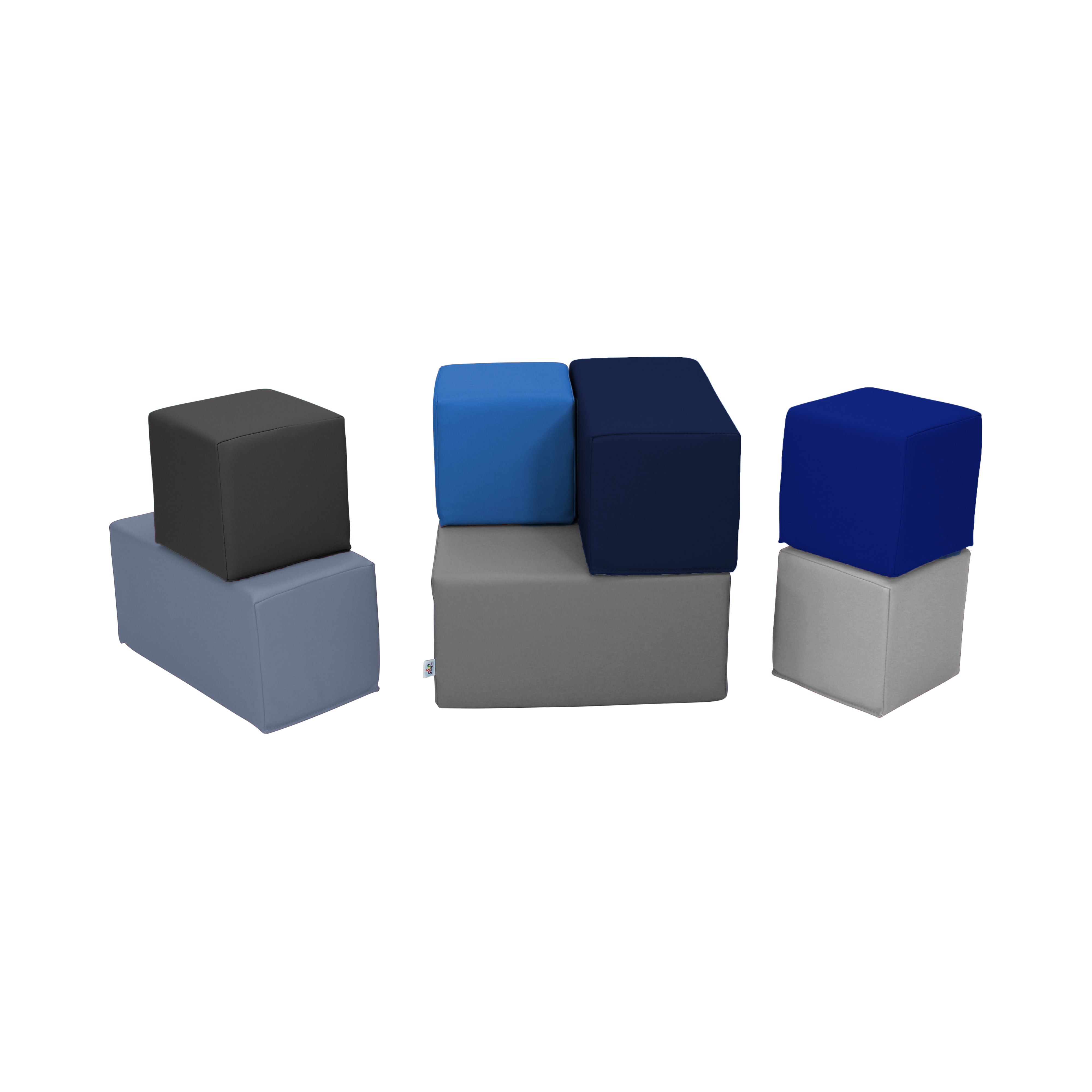 SoftScape Block Set, 7-Piece - Navy/Powder Blue