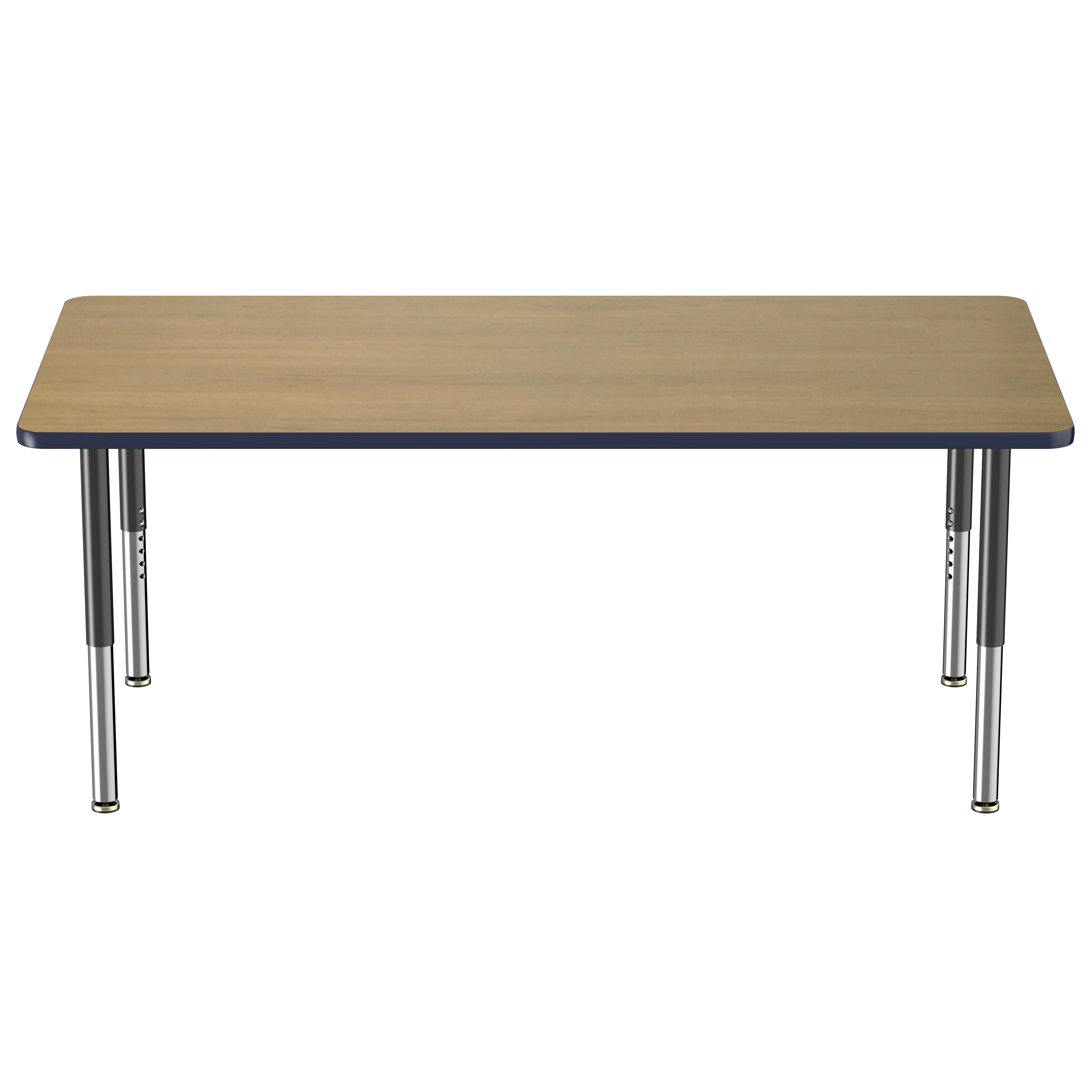 36" x 72" Rectangle T-Molding Activity Table with Adjustable Super Legs - Pasadena Oak/Navy/Black