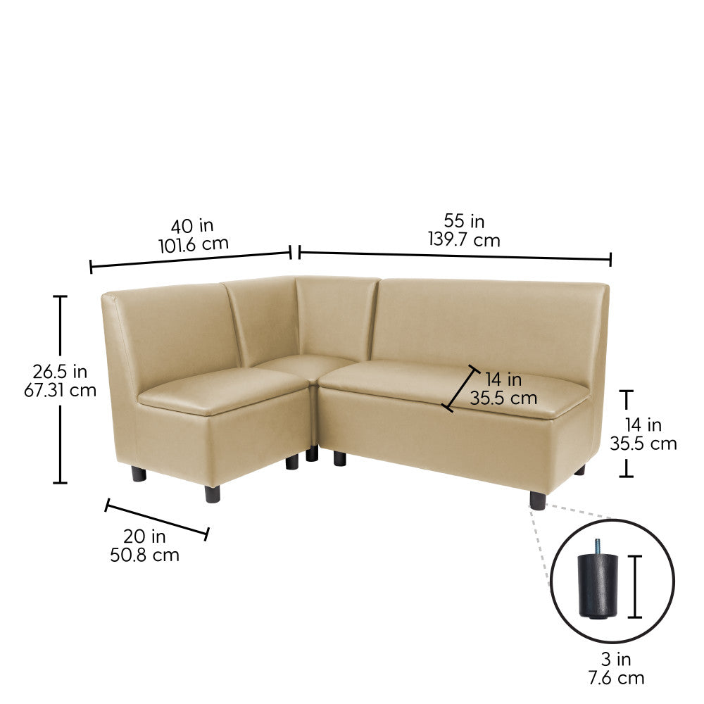 Kid Comfort Collective Modular L-Shaped Seating, 3-Piece Set - Sand
