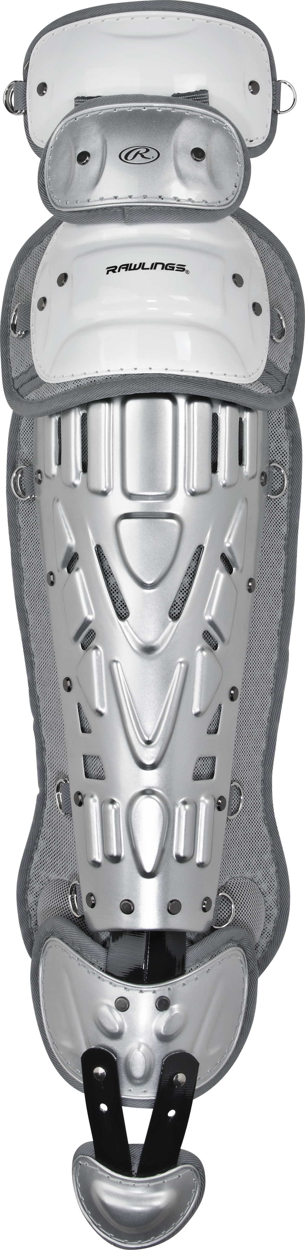 Rawlings Velo 2.0 Adult Catchers Leg Guards - White/Silver