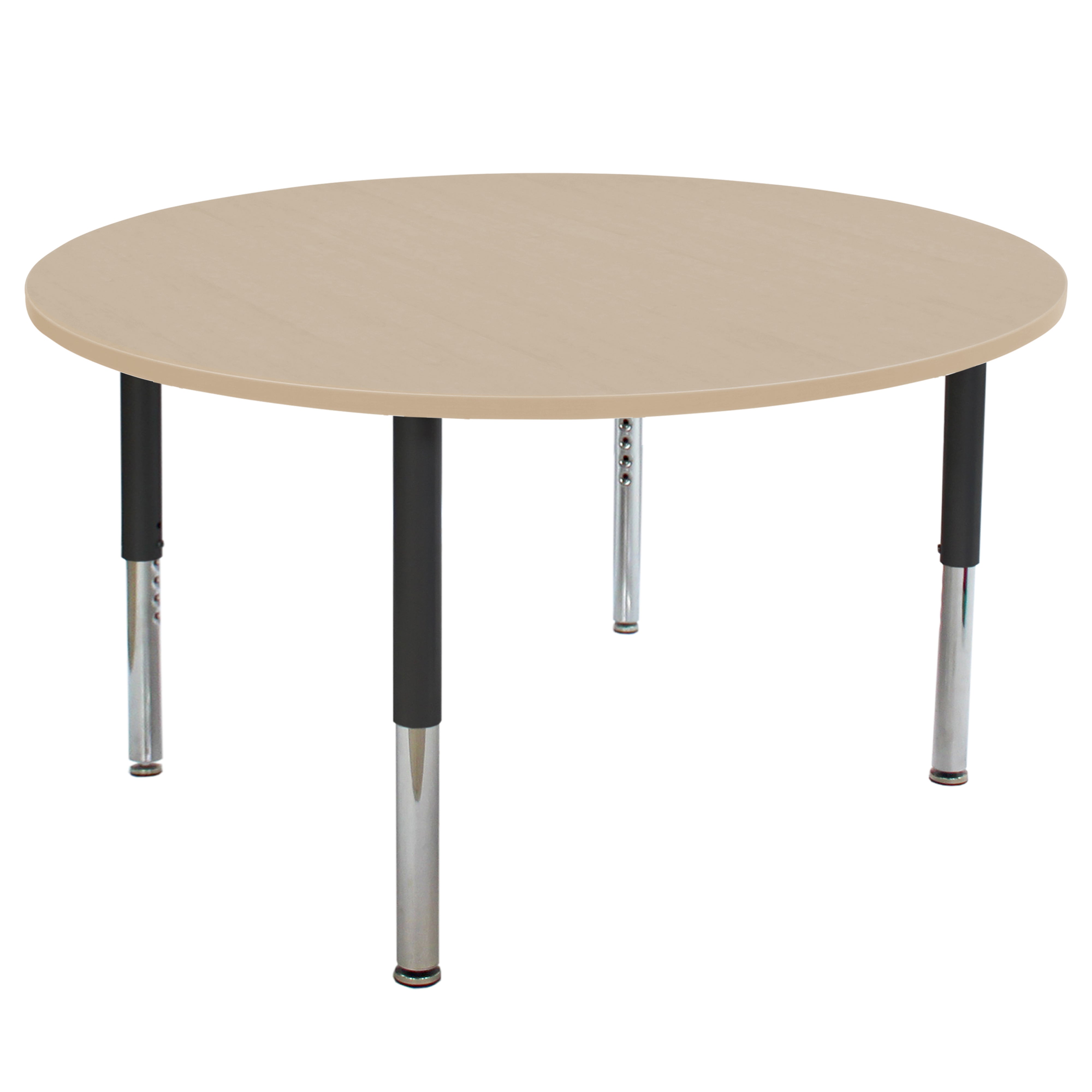 48" Round La Madera Activity Table with Adjustable Super Legs - Maple Grain/Black