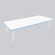 30" x 60" Rectangle Thermofused Activity Table with Adjustable Standard Swivel Glide Legs - White/Powder Blue/White