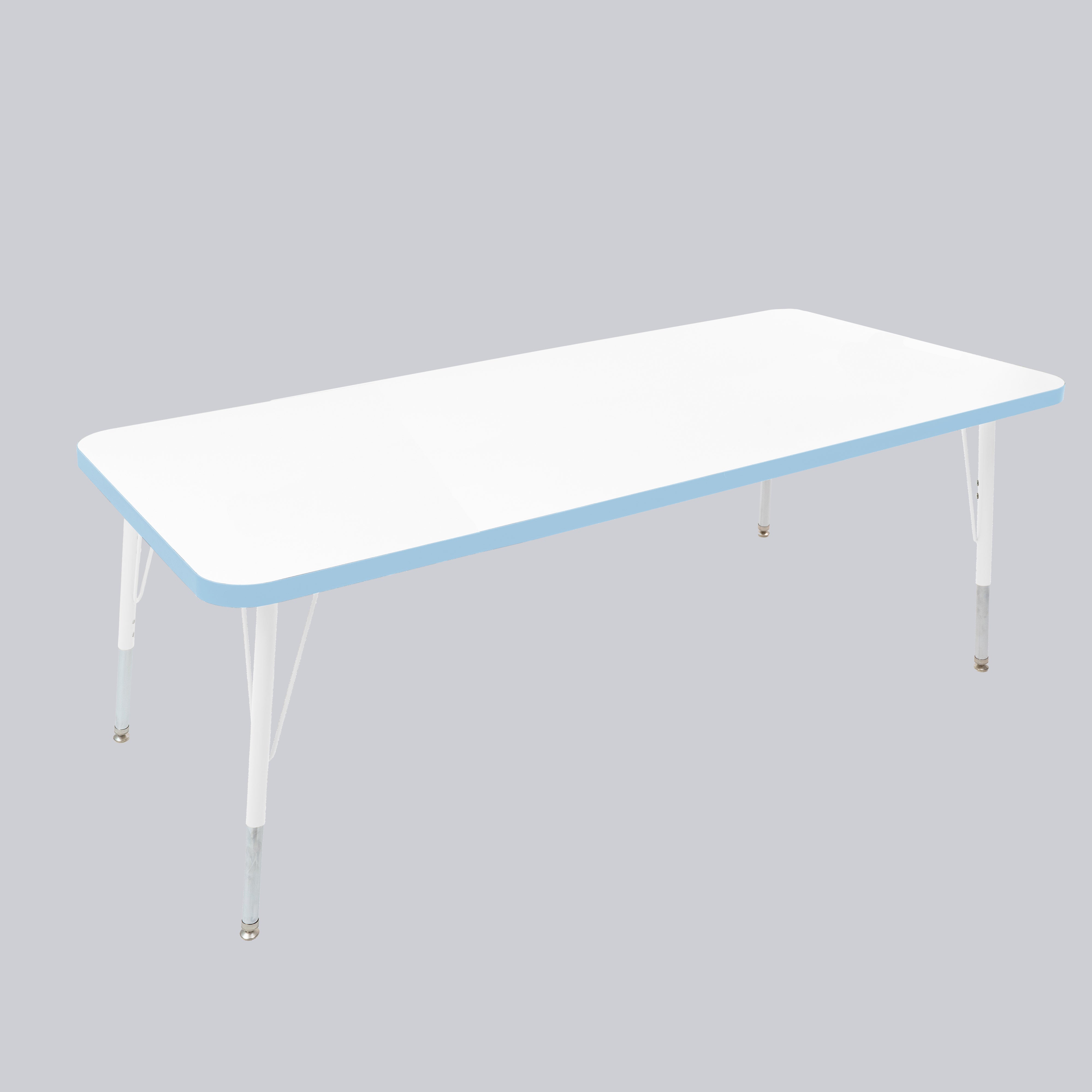 30" x 60" Rectangle Thermofused Activity Table with Adjustable Standard Swivel Glide Legs - White/Powder Blue/White