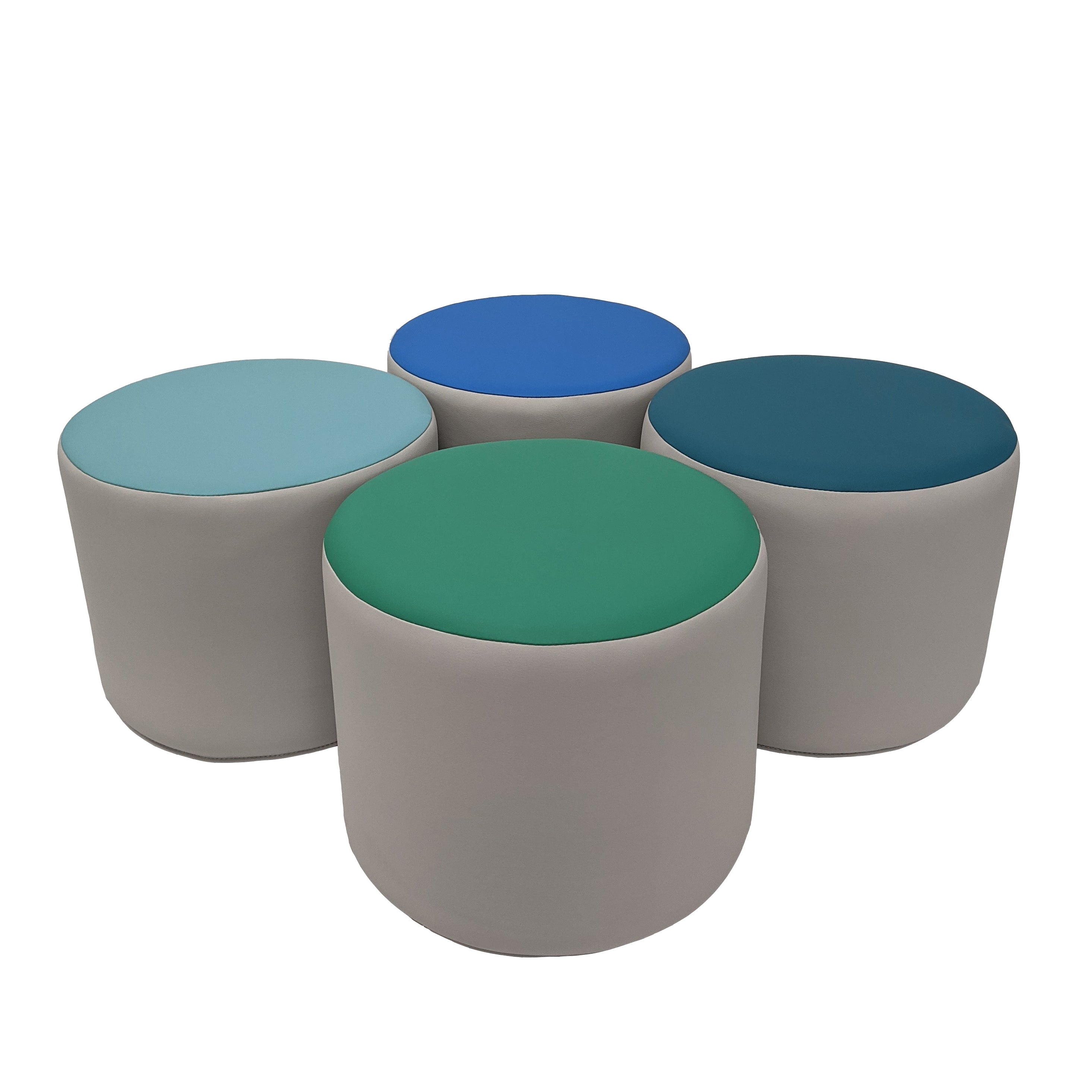 SoftScape 15" Round Accent Ottomans, 4-Piece - Light Gray
