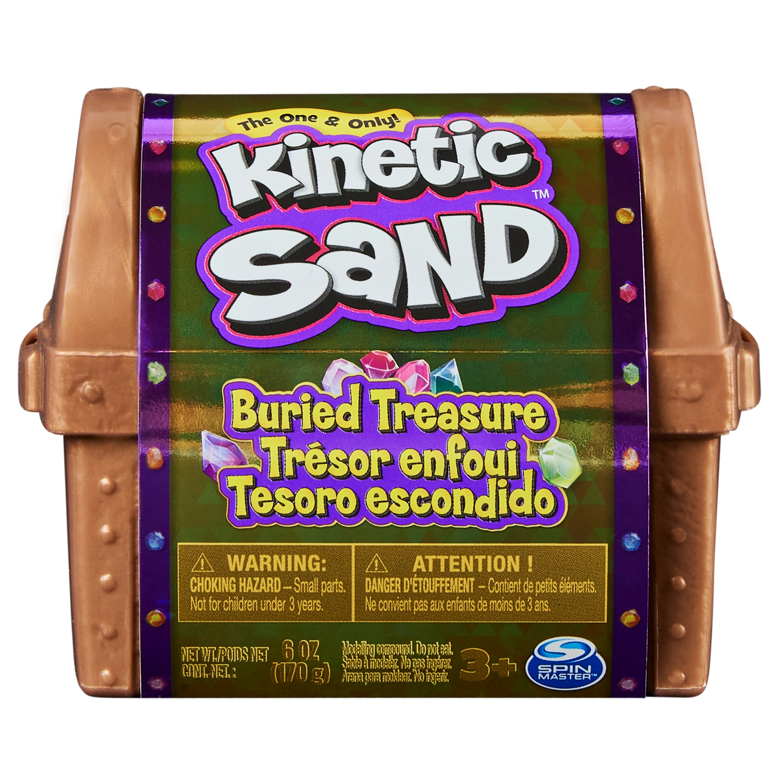 Kinetic Sand, Buried Treasure Playset with 6oz of Play Sand and Surprise Hidden Tool Style May Vary, Sensory Toys for Kids Ages 3 and up